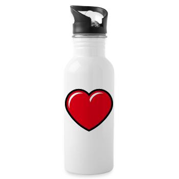 Heart / Heart (Symbol / Red Black) - Water bottle with straw - white - Right