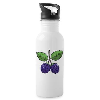 Brombeere Kostüm Karneval Fasching Beeren Lila - Trinkflasche mit integriertem Trinkhalm - Weiß - Rechts