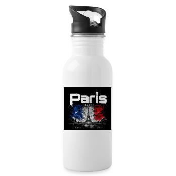 Paris France - Eiffel Splash - Water bottle with straw - white - Right