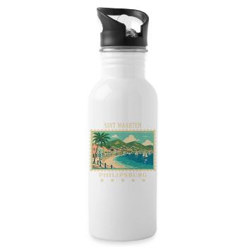 Marque de voyage vintage Sint Maarten Philipsburg - Gourde avec paille intégrée - blanc - Droite