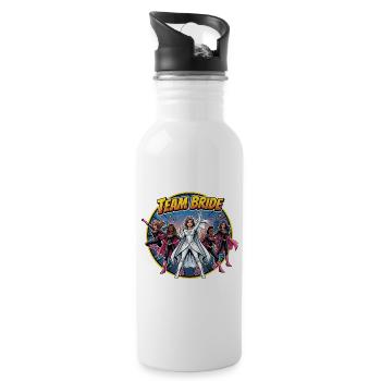 Team Bride Superhelden-Crew - Trinkflasche mit integriertem Trinkhalm - Weiß - Rechts