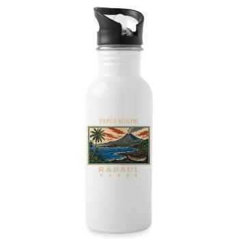 Papua-Neuguinea Rabaul Vintage Reisemarke - Trinkflasche mit integriertem Trinkhalm - Weiß - Rechts