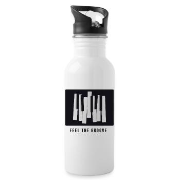 Feel the Groove – Modern Piano Design - Water bottle with straw - white - Right