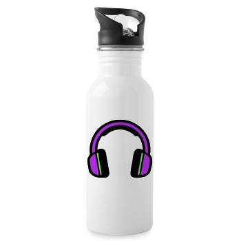 Musik Kopfhoerer Silhouette - Trinkflasche mit integriertem Trinkhalm - Weiß - Rechts