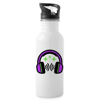Headphones Stars Icon - Water bottle with straw - white - Right