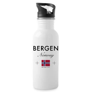 Bergen Norwegen Koordinaten Reise Souvenir - Trinkflasche mit integriertem Trinkhalm - Weiß - Rechts