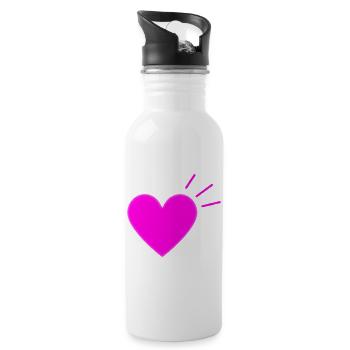 Bright Pink Heart | Modern Love Graphic - Trinkflasche mit integriertem Trinkhalm - Weiß - Rechts