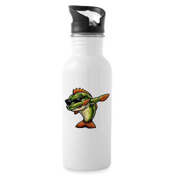 Dabbing Barsch - Trinkflasche mit integriertem Trinkhalm - Weiß - Rechts