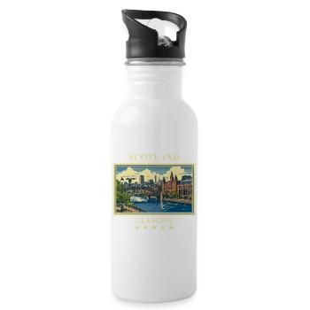 Schottland_Glasgow_Vintage_Reisemarke - Trinkflasche mit integriertem Trinkhalm - Weiß - Rechts