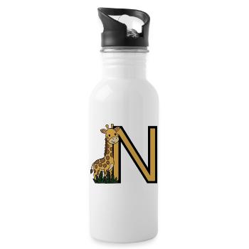 Giraffe and Nb Sticks Cartoon - Water bottle with straw - white - Right