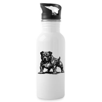 Staffordshire Bull Terrier fort - Gourde avec paille intégrée - blanc - Droite