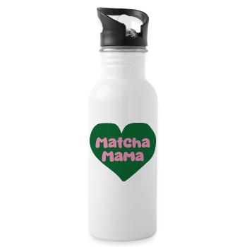 Matcha Mama Herz Design - Trinkflasche mit integriertem Trinkhalm - Weiß - Rechts