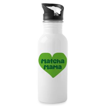 Matcha Mom Heart Design - Water bottle with straw - white - Right