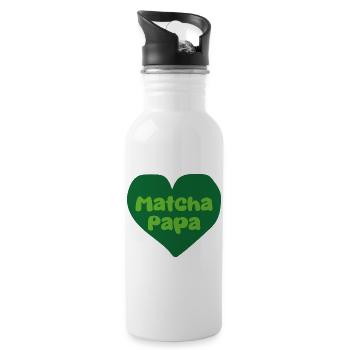 Matcha Dad Heart Design - Gourde avec paille intégrée - blanc - Droite