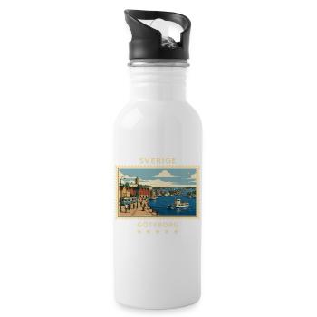 Schweden Göteborg Vintage Reisemarke - Trinkflasche mit integriertem Trinkhalm - Weiß - Rechts