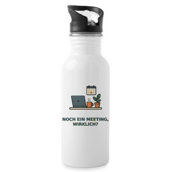 Meeting? Lustiges Büro-Design - Trinkflasche mit integriertem Trinkhalm - Weiß - Rechts