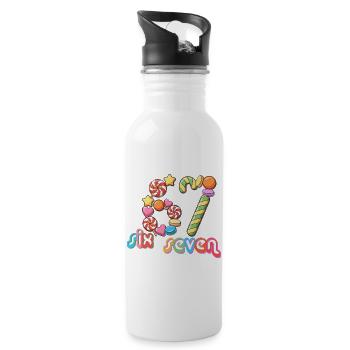 67 meme Candy Carousel Whimsy - Water bottle with straw - white - Right