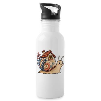Snail shell illustration - Water bottle with straw - white - Right