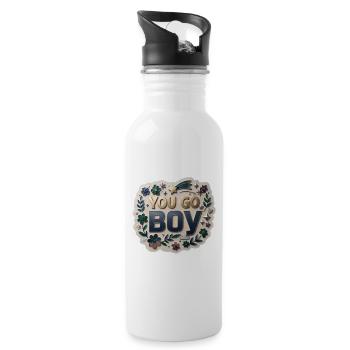 You Go, Boy - Water bottle with straw - white - Right