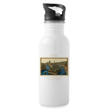 Irland Cork Vintage Reisemarke - Trinkflasche mit integriertem Trinkhalm - Weiß - Rechts