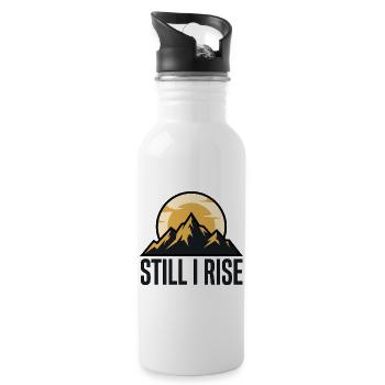 Mountain silhouettes at sunrise - Water bottle with straw - white - Right