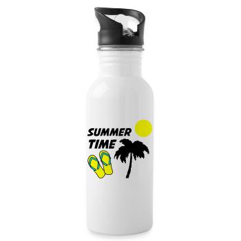 Beach flip-flops in the sunlight - Water bottle with straw - white - Right
