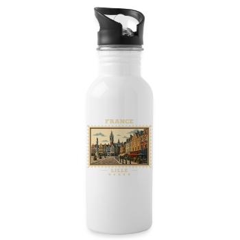 France Lille Vintage Travel Brand - Water bottle with straw - white - Right