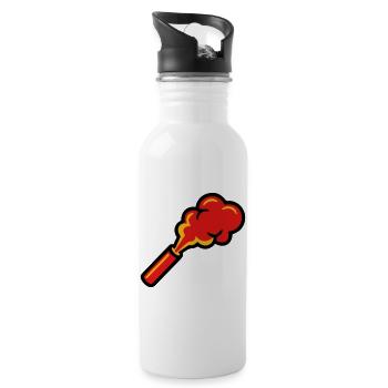 Bengalfeuer Pyro Rauch Icon - Trinkflasche mit integriertem Trinkhalm - Weiß - Rechts