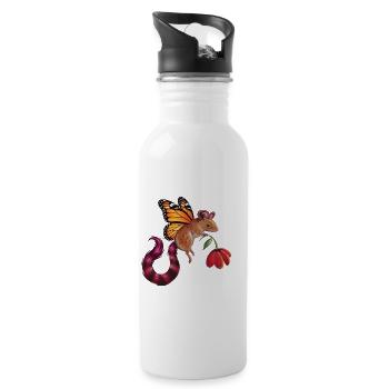 Fantastische Fledermaus - Trinkflasche mit integriertem Trinkhalm - Weiß - Rechts