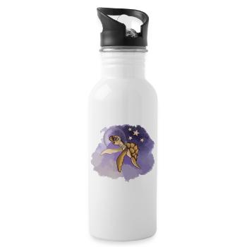 Cosmic Sea Turtle Explorer - Trinkflasche mit integriertem Trinkhalm - Weiß - Rechts