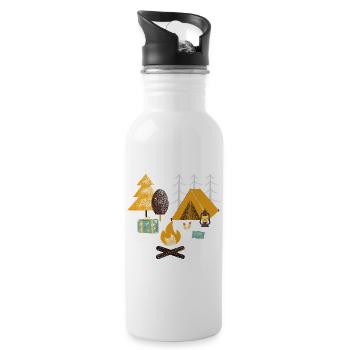 Lagerfeuer - Trinkflasche mit integriertem Trinkhalm - Weiß - Rechts