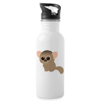 Chibi Night Monkey Niedlicher Charakter - Trinkflasche mit integriertem Trinkhalm - Weiß - Rechts