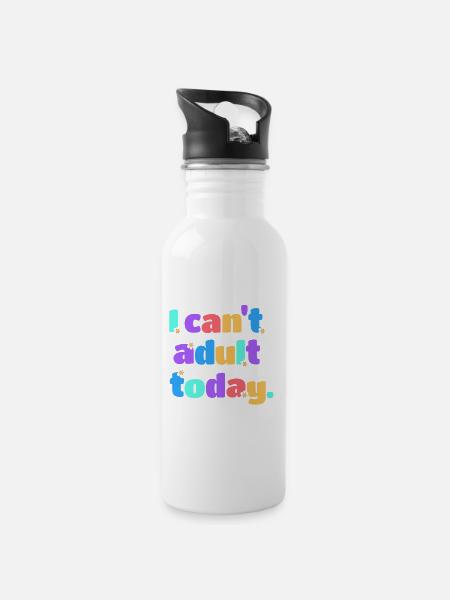 I Can't Adult Today Lustig Retro Spruch Geschenk - Trinkflasche mit integriertem Trinkhalm - Weiß