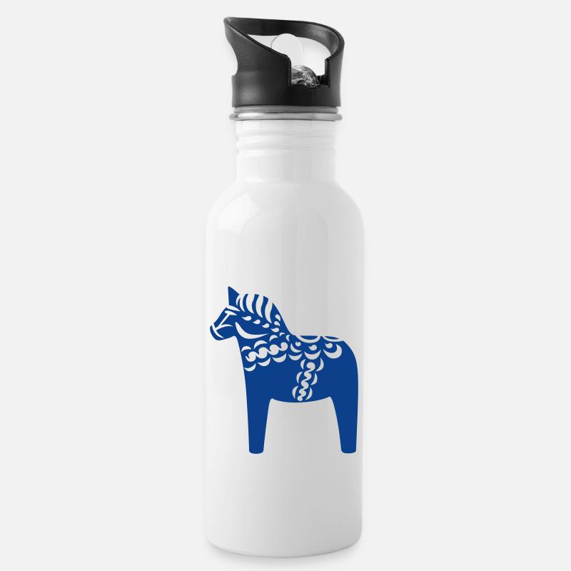 Cheval de Dala - Gourde avec paille intégrée - blanc