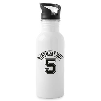 Geburtstagskind 5 Jahre - Trinkflasche mit integriertem Trinkhalm - Weiß - Rechts
