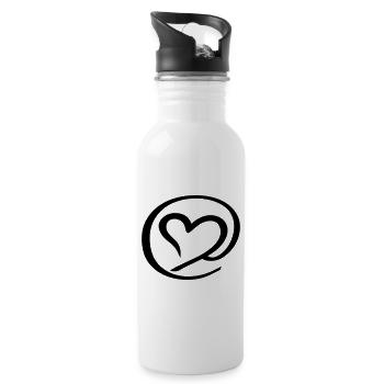 Modernes @ Symbol im klaren Grafikstil - Trinkflasche mit integriertem Trinkhalm - Weiß - Rechts