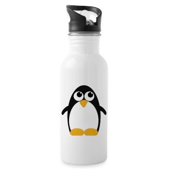 Pinguin (penguin) 01 - Trinkflasche mit integriertem Trinkhalm - Weiß - Rechts