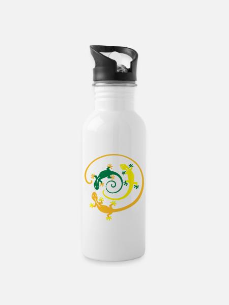 Gecko Spiral - Drikkeflaske med integreret sugerør - hvid