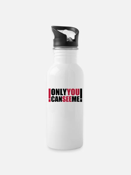 only you can see me - Water bottle with straw - white
