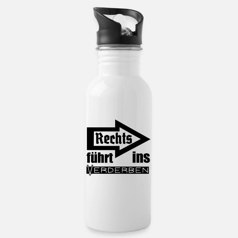 Rechts führt ins Verderben Geschenk - Trinkflasche mit integriertem Trinkhalm - Weiß