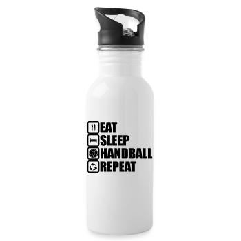 eat sleep handball repeat - Gourde avec paille intégrée - blanc - Droite