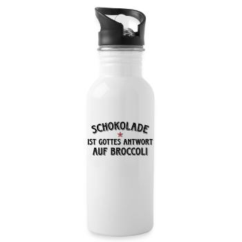 Schokolade Gottes Antwort auf Broccoli Kakao Süßes - Trinkflasche mit integriertem Trinkhalm - Weiß - Rechts