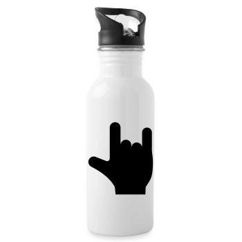 Rock n Roll Hand - Trinkflasche mit integriertem Trinkhalm - Weiß - Rechts