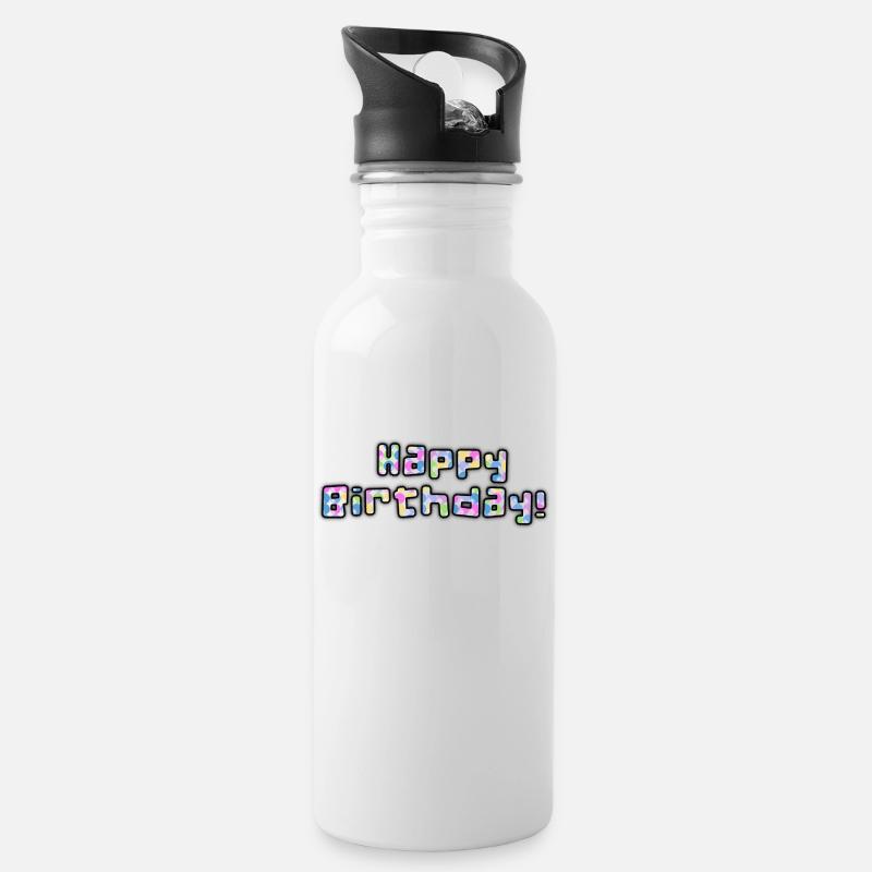 Joyeux anniversaire - Gourde avec paille intégrée - blanc
