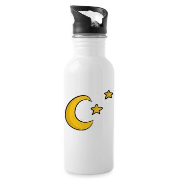Halloween Mitternacht Mond Sterne Grusel - Trinkflasche mit integriertem Trinkhalm - Weiß - Rechts