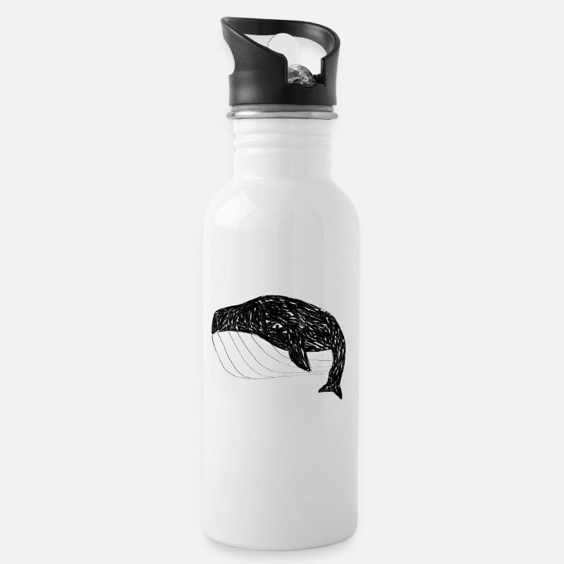 Wal Pottwal Blauwal Buckelwal Finnwal Geschenk - Trinkflasche mit integriertem Trinkhalm - Weiß