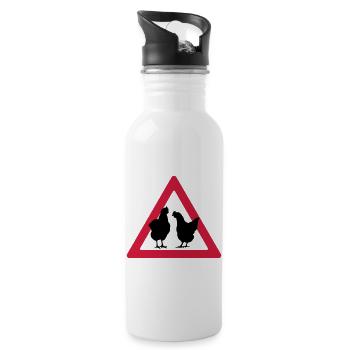 Attention hens hen party - Water bottle with straw - white - Right