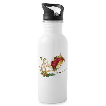Pferdeschlitten weihnachtlich geschmückt - Trinkflasche mit integriertem Trinkhalm - Weiß - Rechts