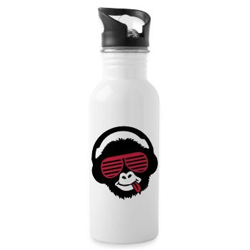 monkey_listen_music_pp2 - Trinkflasche mit integriertem Trinkhalm - Weiß - Rechts