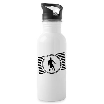 Fussball - Trinkflasche mit integriertem Trinkhalm - Weiß - Rechts